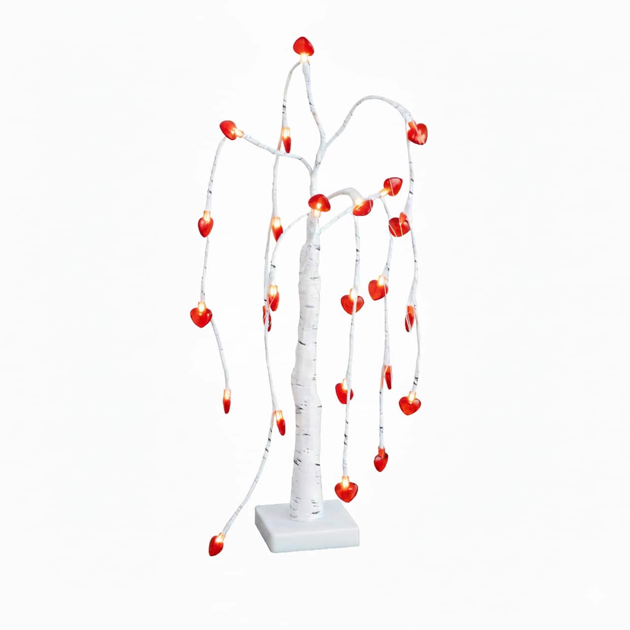 2ft. Pre-Lit Artificial Valentine's Day Willow Tree with 24 Heart Shaped LED Lights